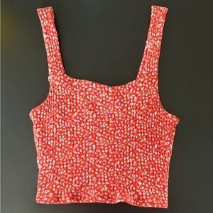 American Eagle Red Floral Women's Top